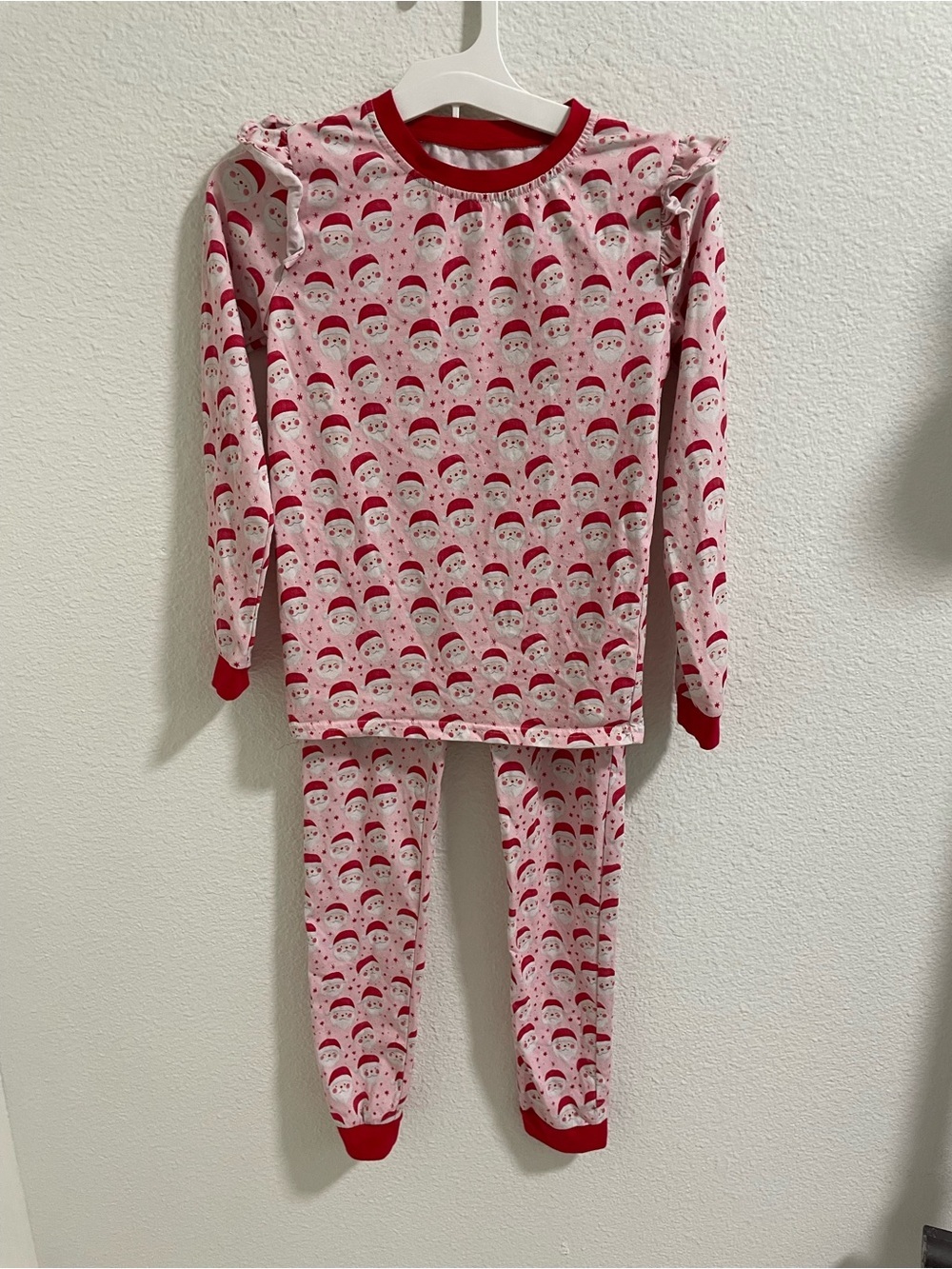 Cecil & Lou Pink and Red Santa Print Girls Pajama Set